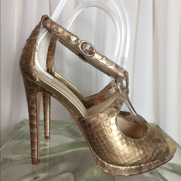 Alexandre Birman Gold Snakeskin platforms 5 1/2 - Picture 6 of 8